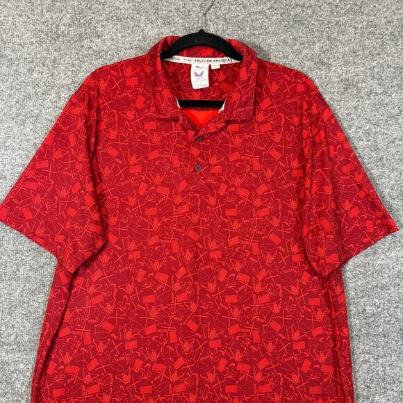 Puma Volition America Polo Shirt Mens Large Red Performance Freedom USA - Picture 4 of 10
